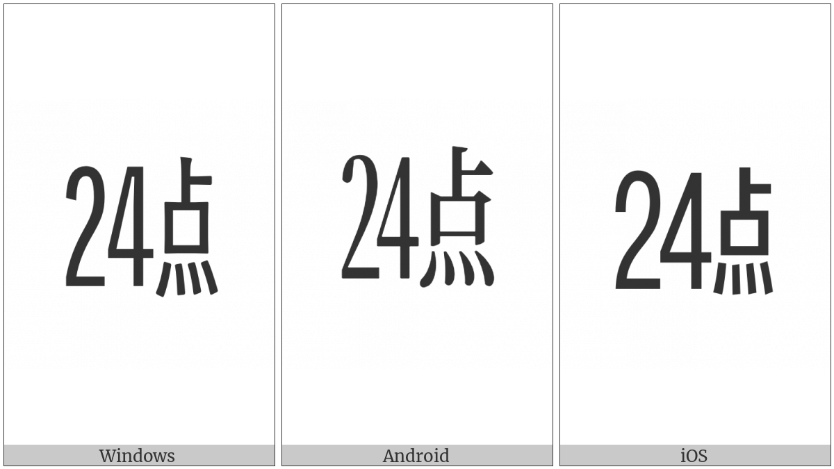 Ideographic Telegraph Symbol For Hour Twenty-Four on various operating systems