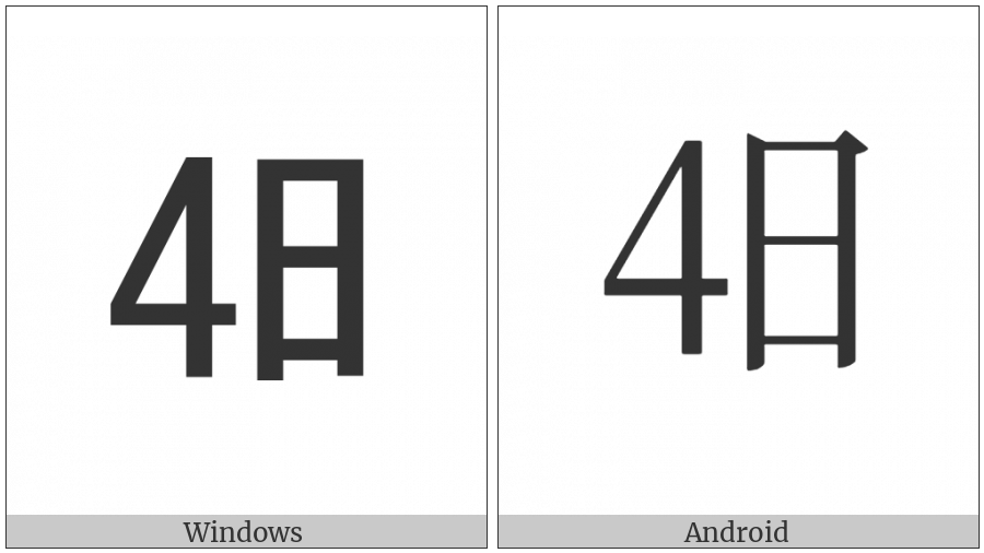 Ideographic Telegraph Symbol For Day Four on various operating systems
