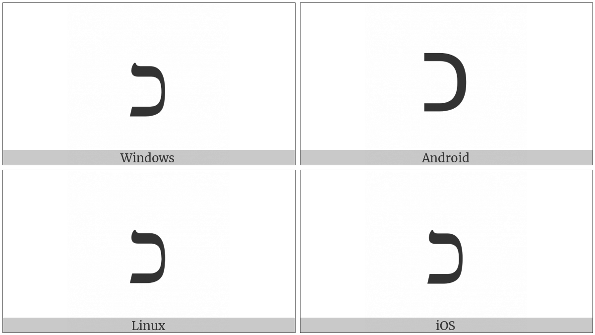 Hebrew Letter Kaf on various operating systems