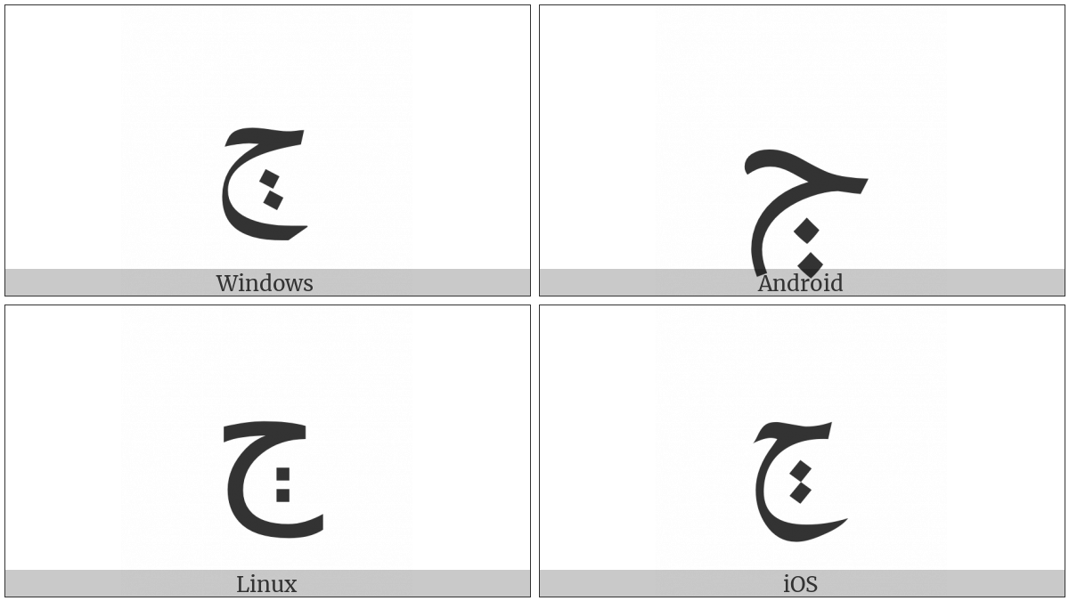 Arabic Letter Dyeh on various operating systems