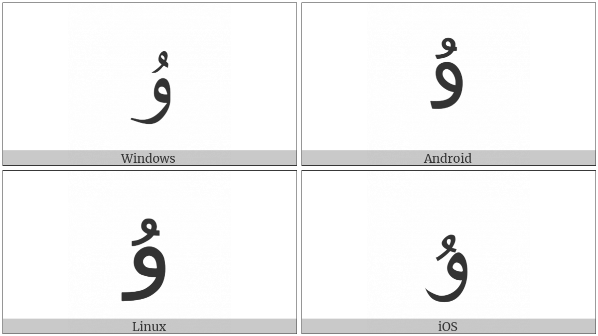 Arabic Letter U on various operating systems