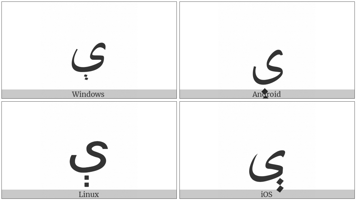 Arabic Letter E on various operating systems