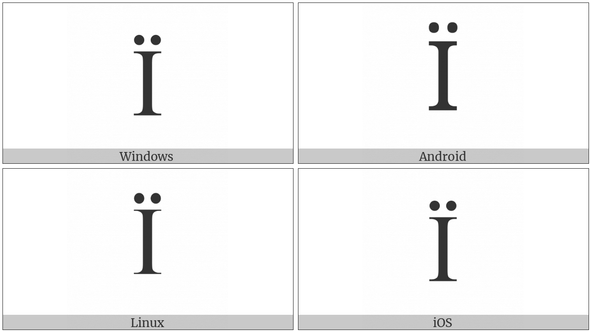 Latin Capital Letter I With Diaeresis on various operating systems