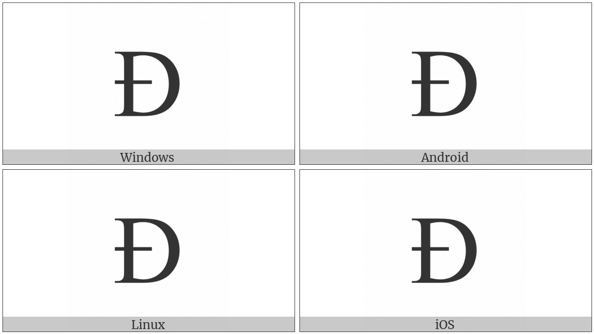 Latin Capital Letter Eth on various operating systems