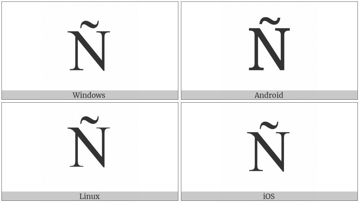 Latin Capital Letter N With Tilde on various operating systems