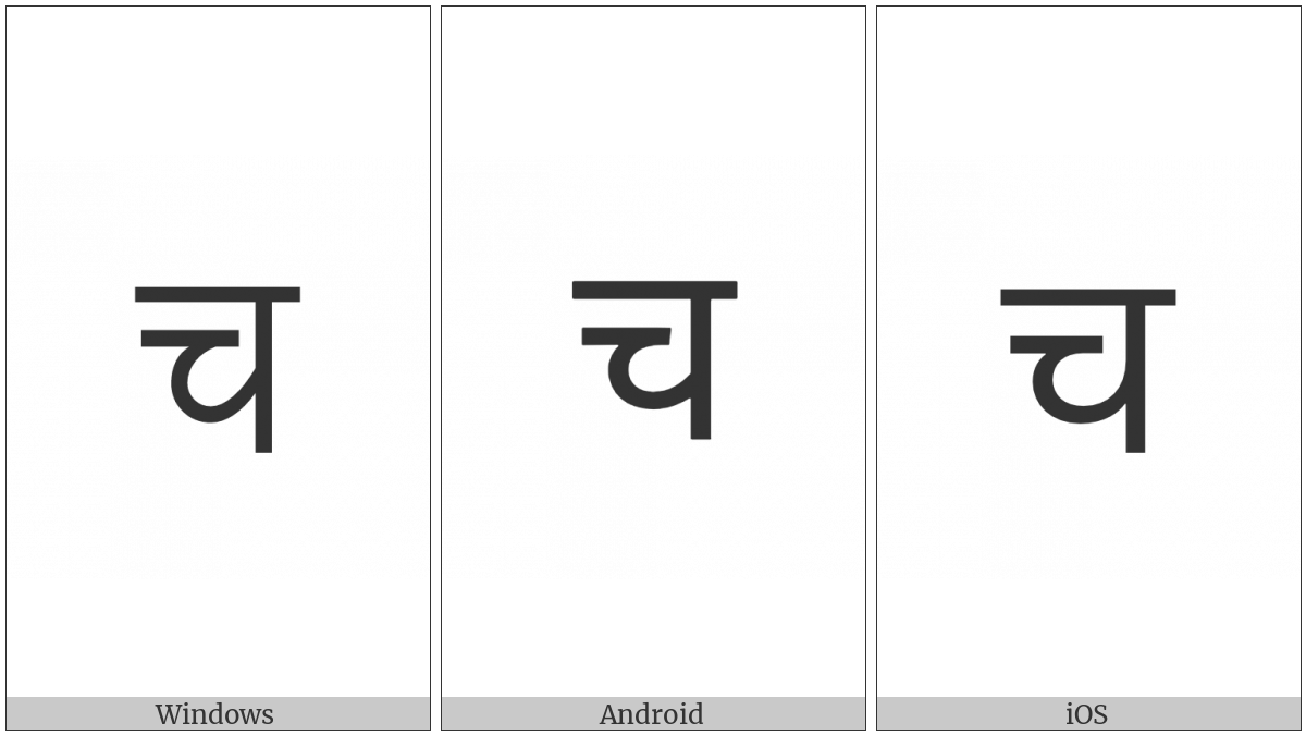 Devanagari Letter Ca on various operating systems