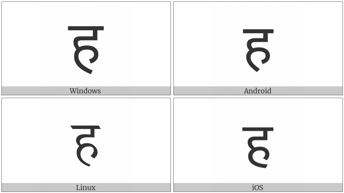 Devanagari Letter Ha on various operating systems