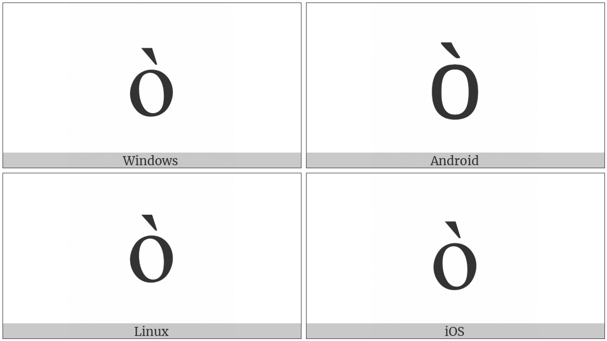 Latin Small Letter O With Grave on various operating systems