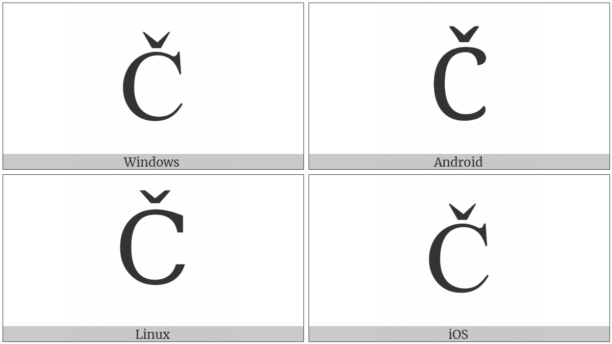 Latin Capital Letter C With Caron on various operating systems