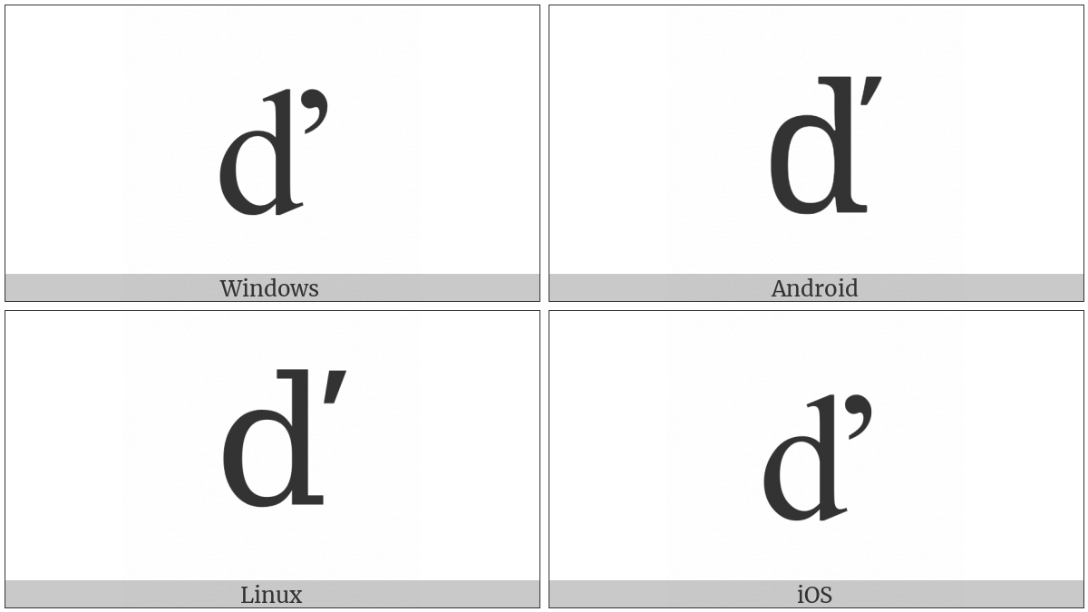 Latin Small Letter D With Caron on various operating systems