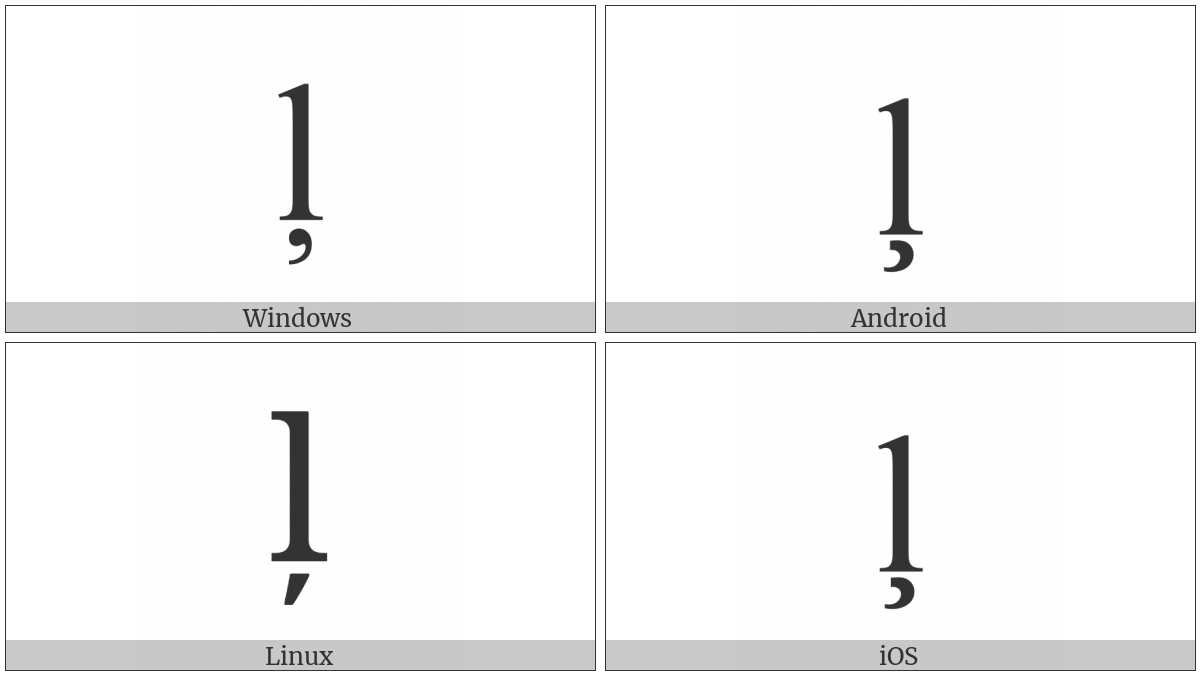 Latin Small Letter L With Cedilla on various operating systems