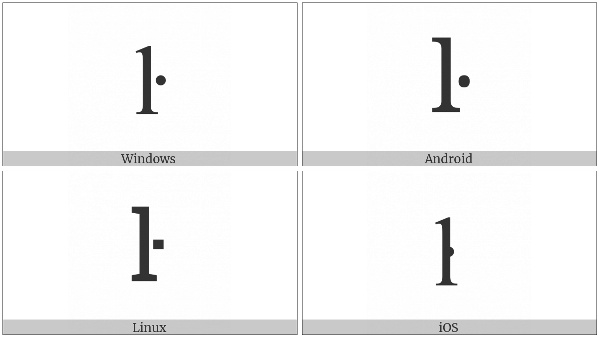 Latin Small Letter L With Middle Dot on various operating systems