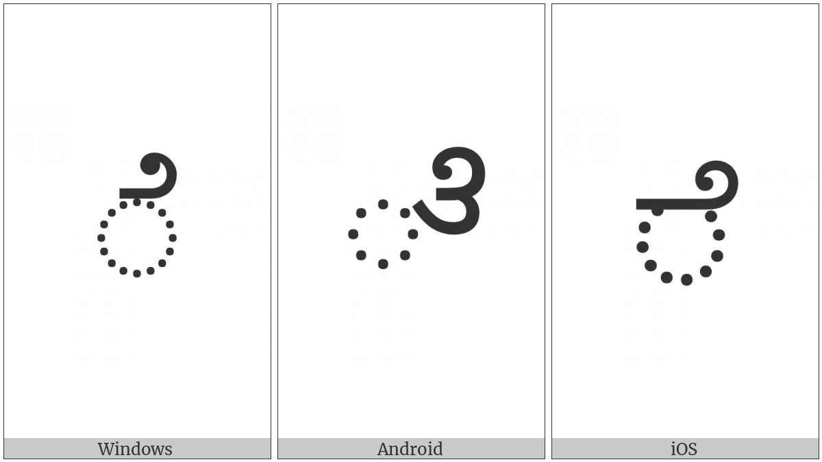 Kannada Vowel Sign E on various operating systems