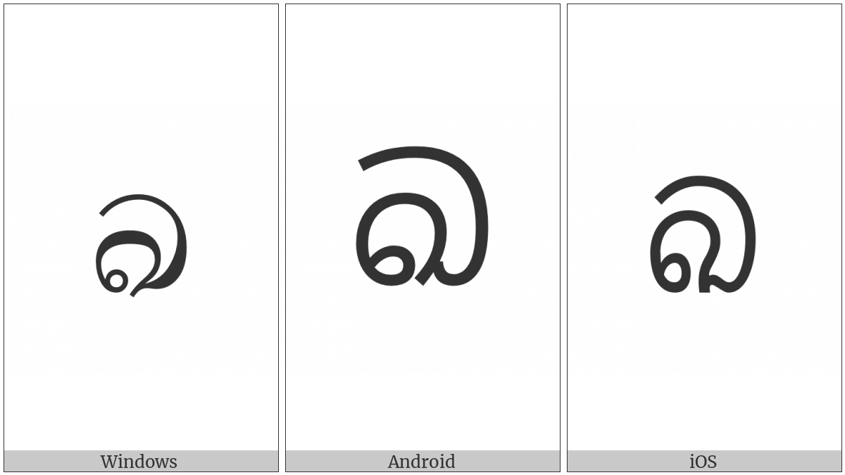 Sinhala Letter Mahaapraana Kayanna on various operating systems