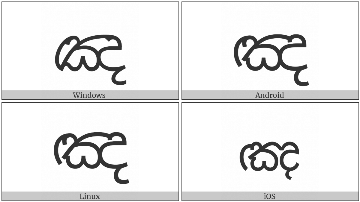 Sinhala Letter Taaluja Naasikyaya on various operating systems