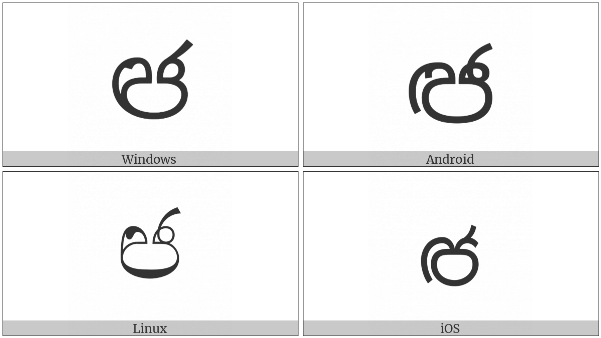 Sinhala Letter Sanyaka Jayanna on various operating systems