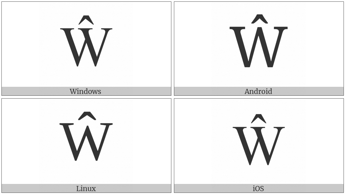 Latin Capital Letter W With Circumflex on various operating systems