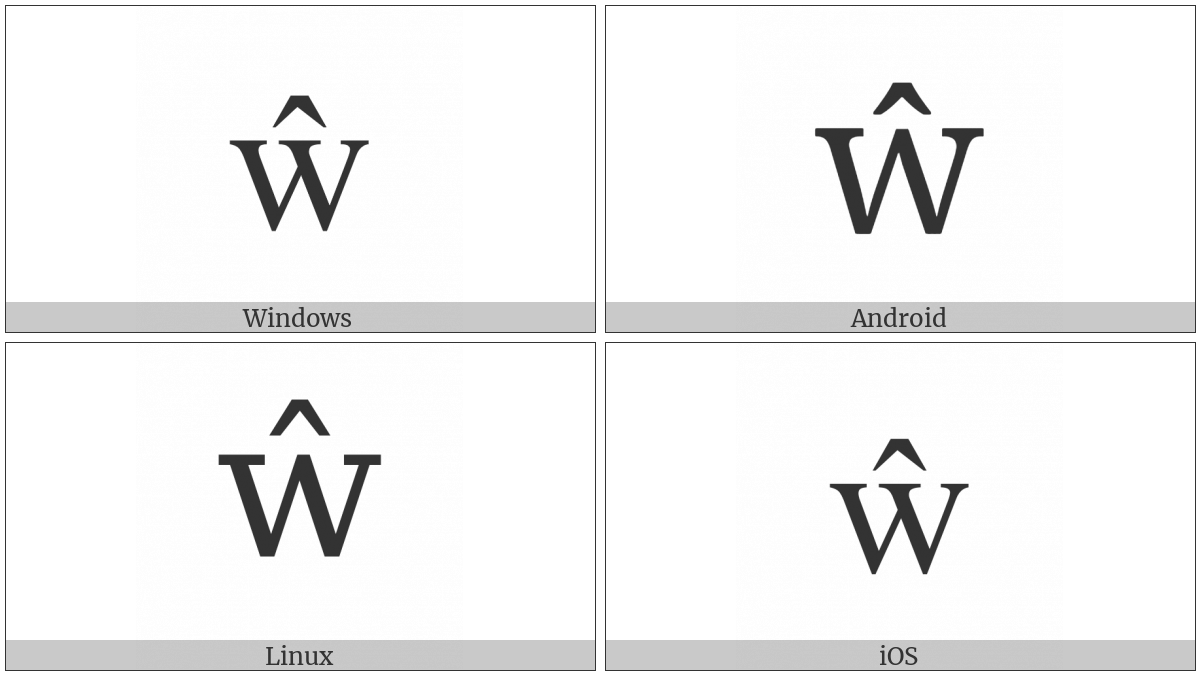 Latin Small Letter W With Circumflex on various operating systems