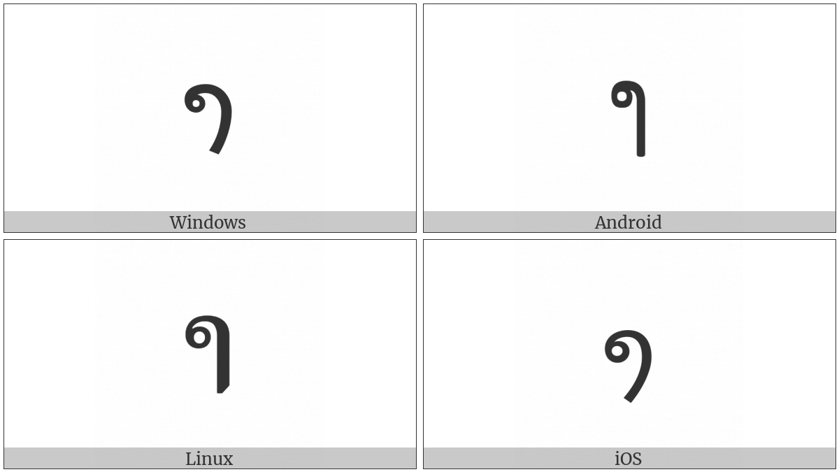 Lao Vowel Sign Aa on various operating systems