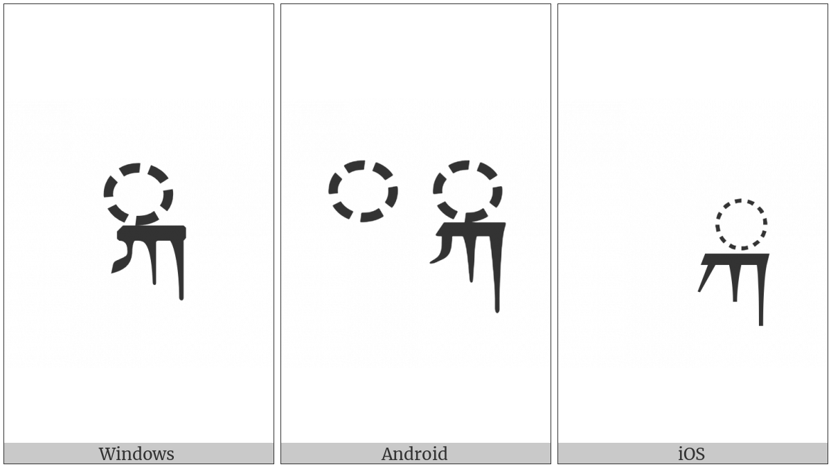 Tibetan Subjoined Letter Ka on various operating systems