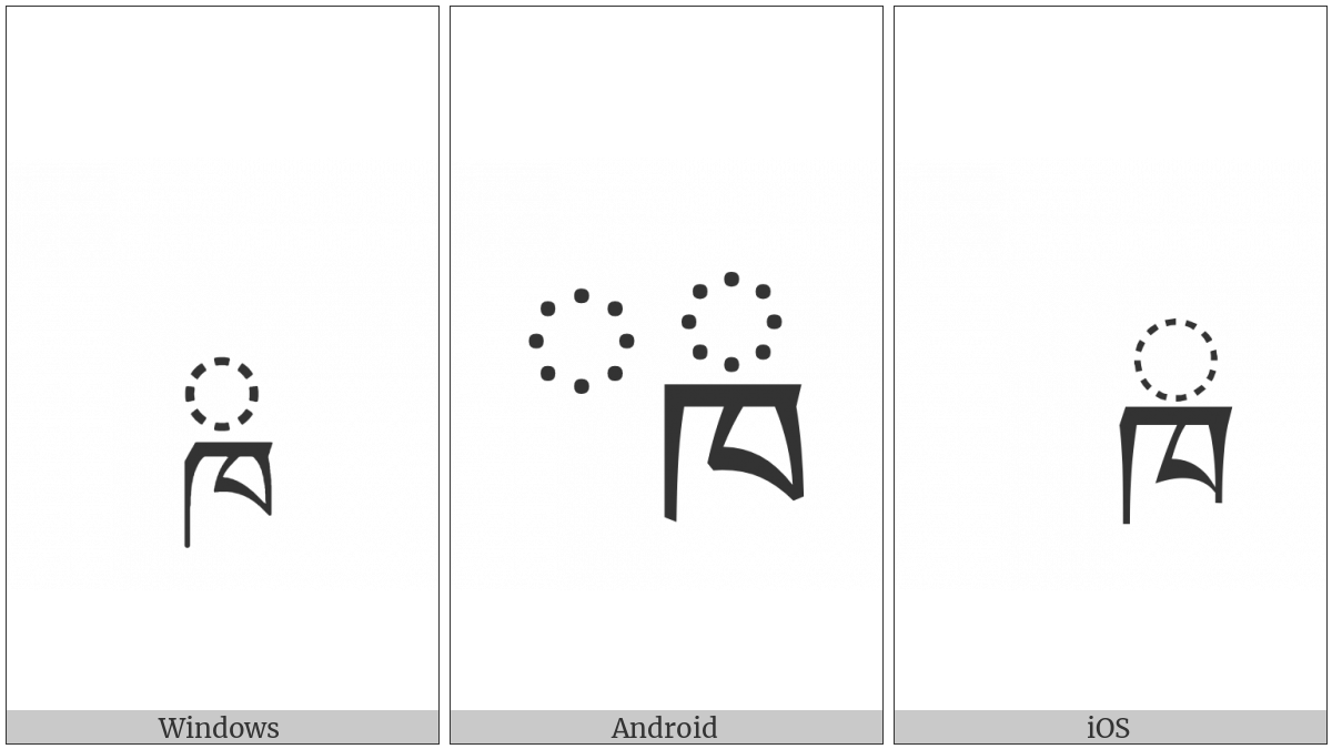 Tibetan Subjoined Letter Kha on various operating systems