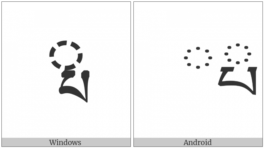 Tibetan Subjoined Letter Pa on various operating systems