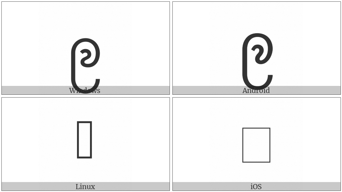 Myanmar Letter Mon E on various operating systems