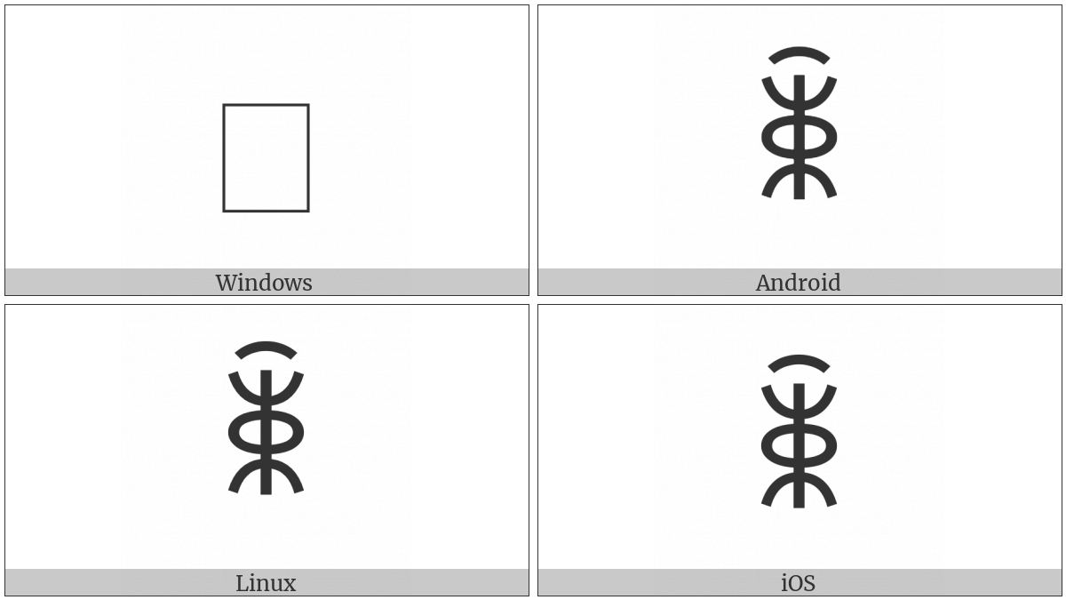 Yi Syllable Hxex on various operating systems