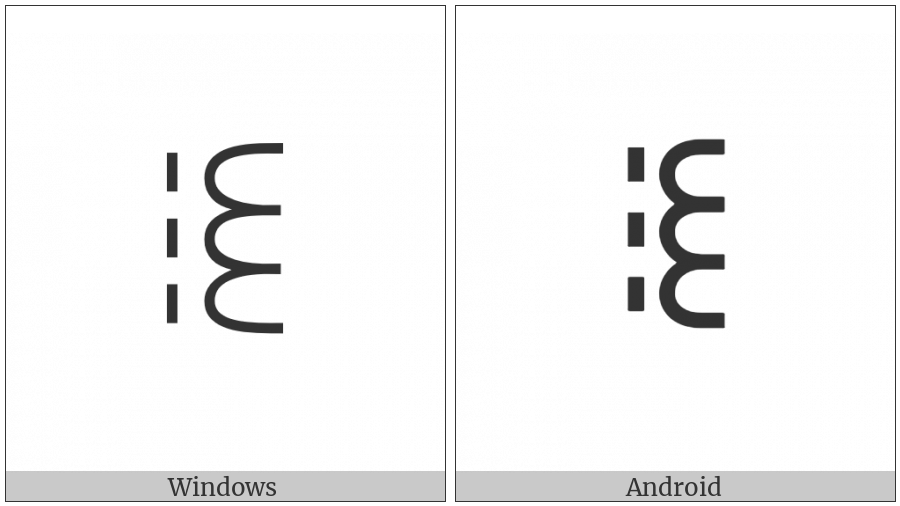 Yi Syllable Zyp on various operating systems