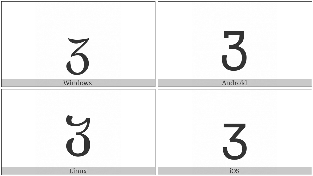 Georgian Letter We on various operating systems