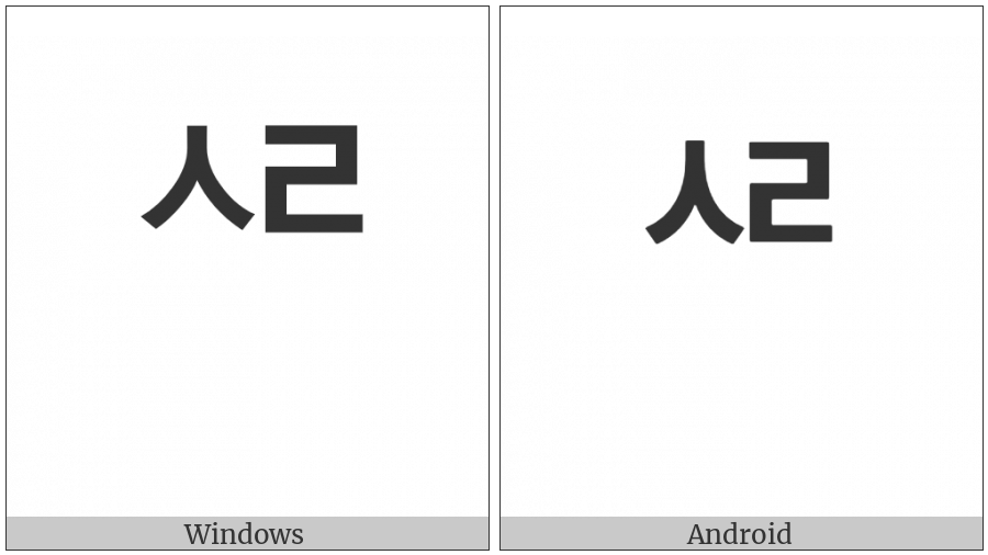 Hangul Choseong Sios-Rieul on various operating systems