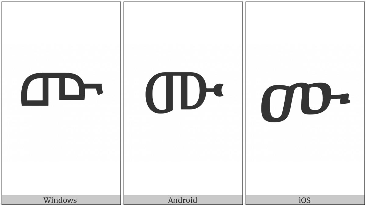 Ethiopic Syllable Mu on various operating systems