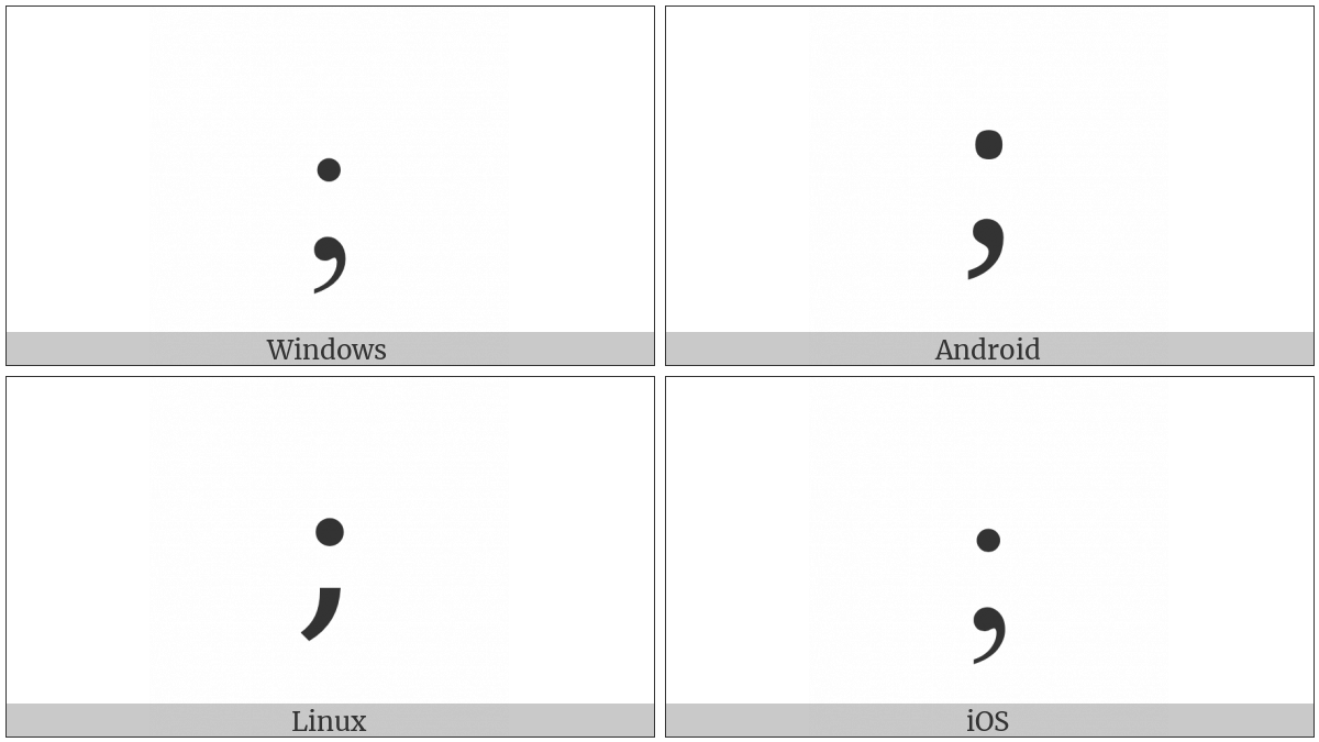 greek question mark and semicolon