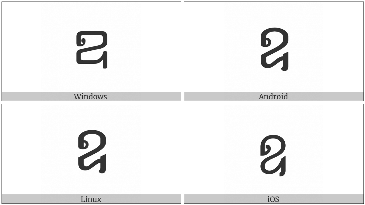 Khmer Independent Vowel Qu on various operating systems