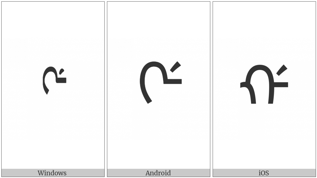 Mongolian Letter Sibe Ga on various operating systems
