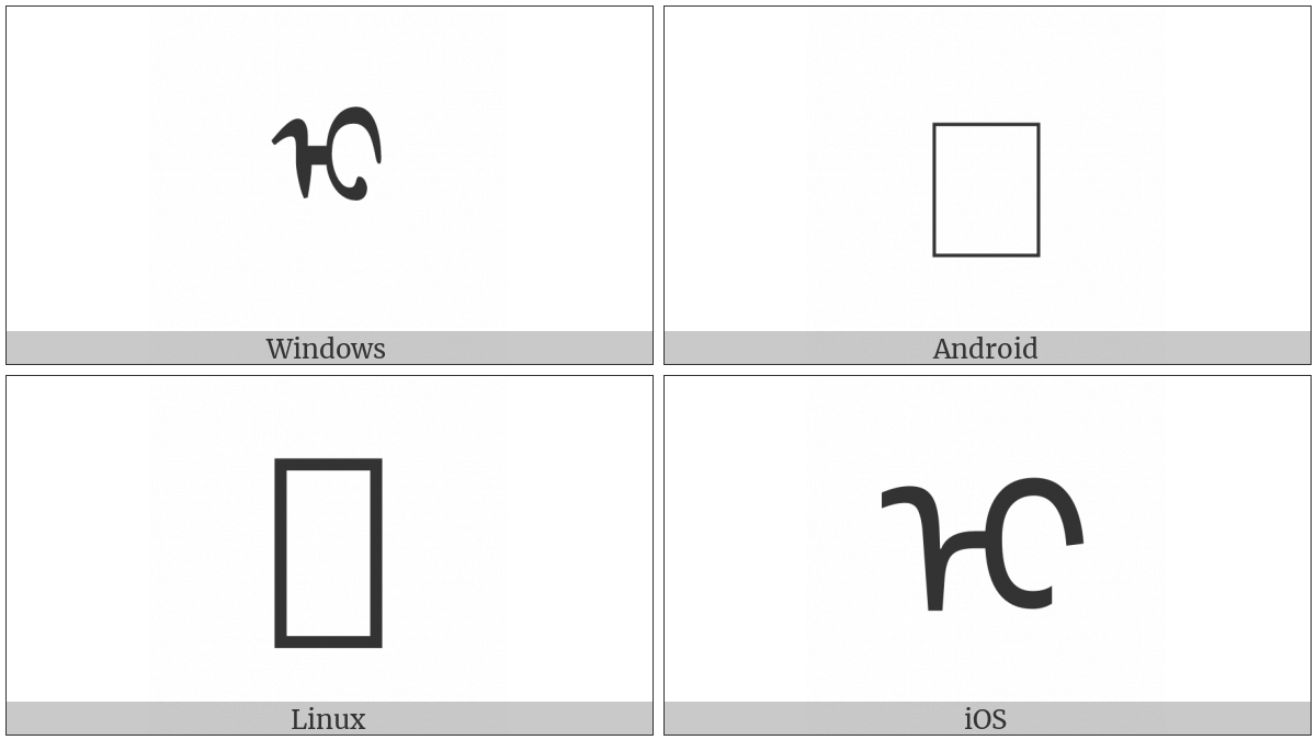 Mongolian Letter Ali Gali I on various operating systems