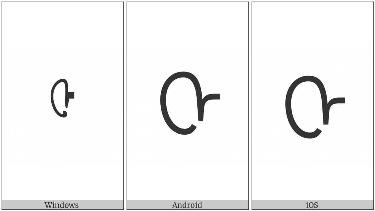 Mongolian Letter Ali Gali Zha on various operating systems