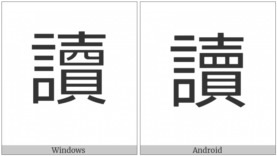 Cjk Compatibility Ideograph-F95A on various operating systems