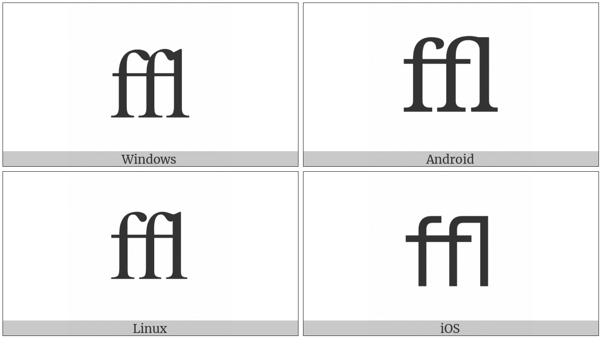 Latin Small Ligature Ffl on various operating systems