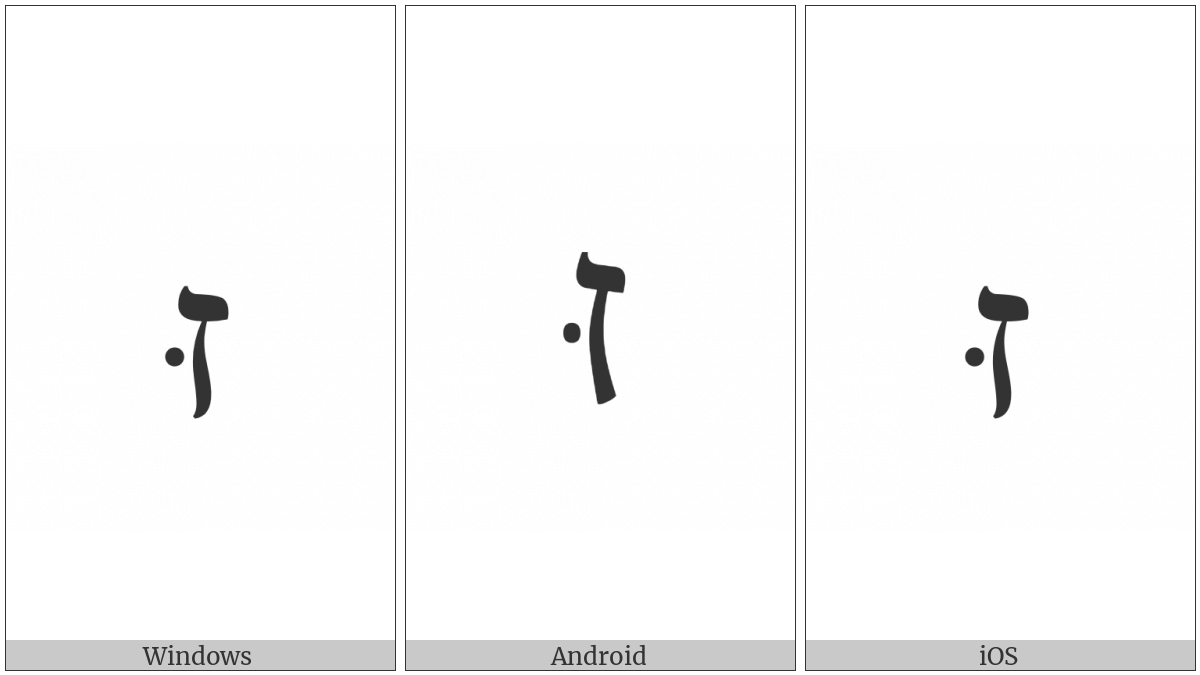 Hebrew Letter Zayin With Dagesh on various operating systems