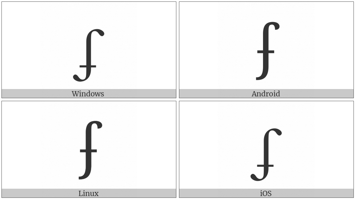 Latin Small Letter Dotless J With Stroke And Hook on various operating systems