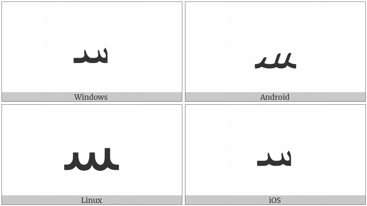 Arabic Letter Seen Medial Form on various operating systems