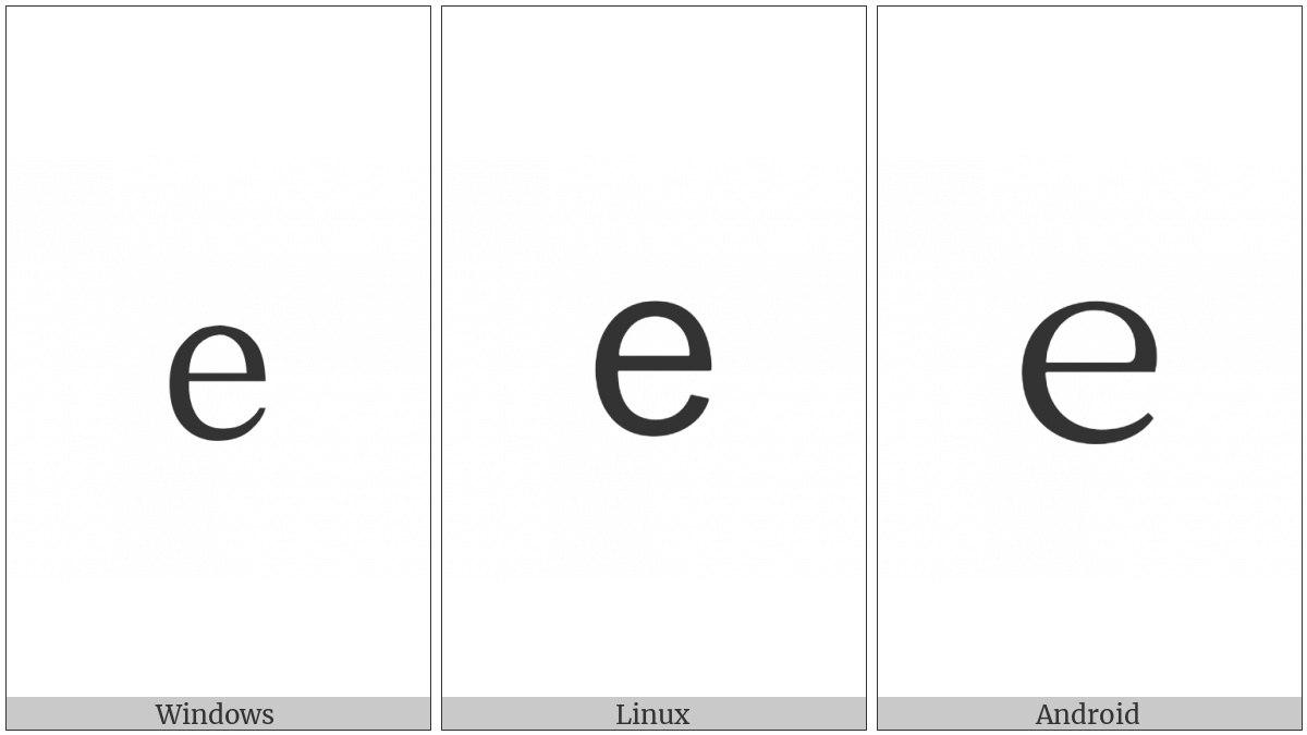 Fullwidth Latin Small Letter E on various operating systems