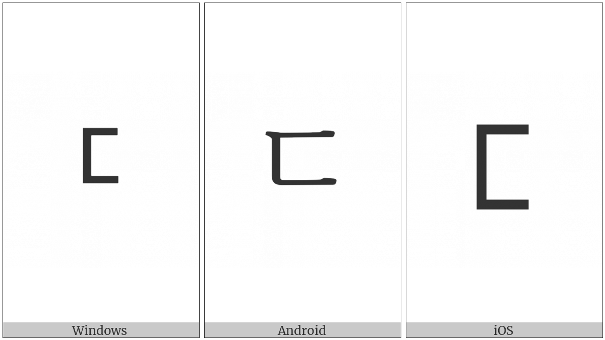 Halfwidth Hangul Letter Tikeut on various operating systems
