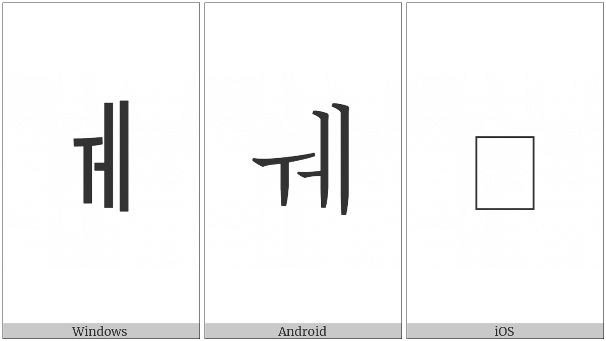 Halfwidth Hangul Letter We on various operating systems