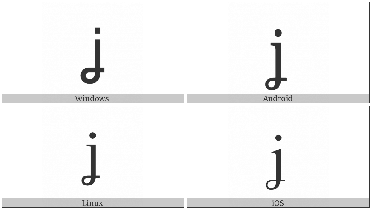 Latin Small Letter J With Crossed-Tail on various operating systems