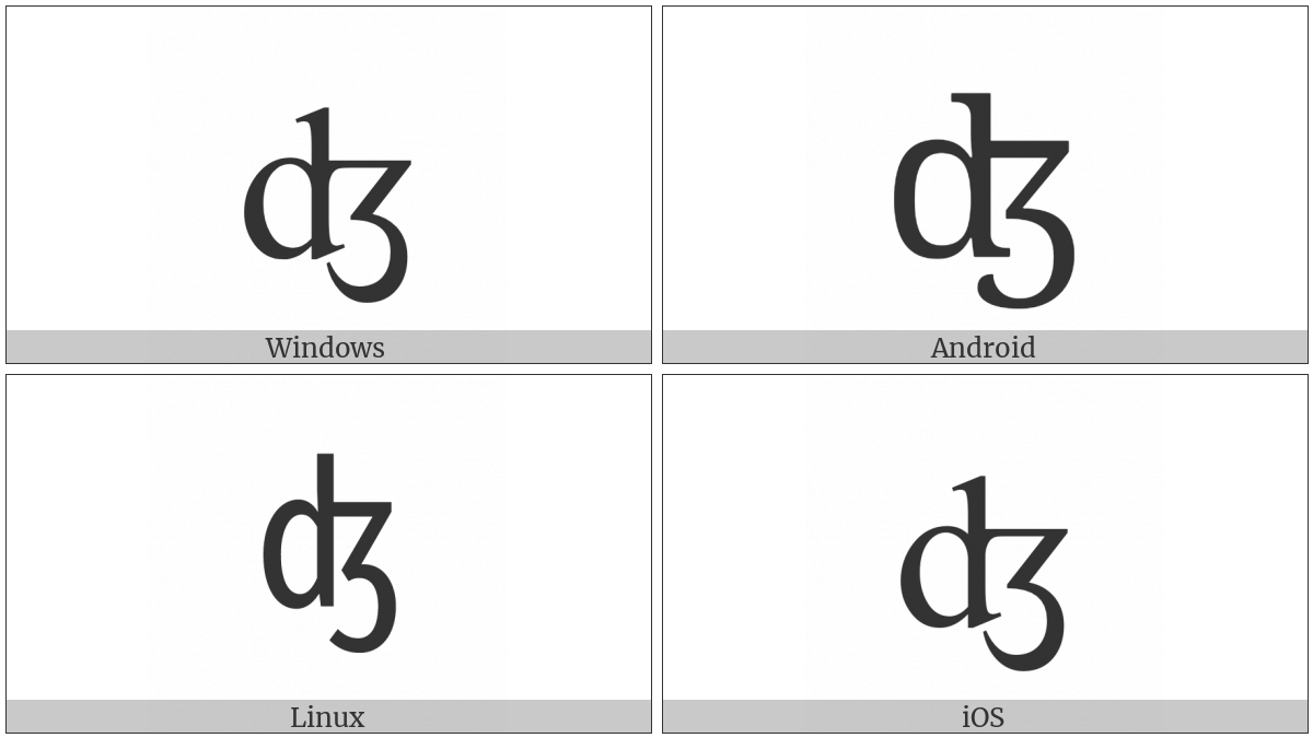 Latin Small Letter Dezh Digraph on various operating systems