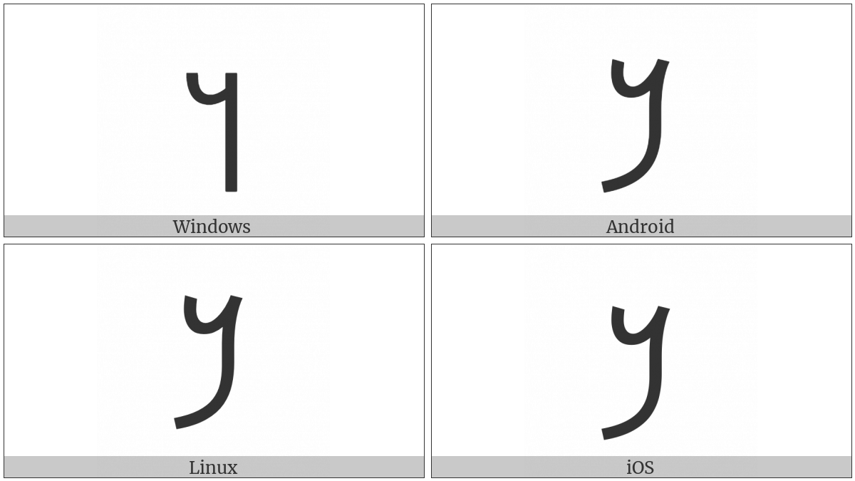 Imperial Aramaic Letter Kaph on various operating systems