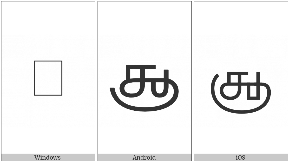 Grantha Letter Aa on various operating systems