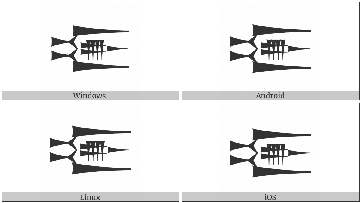 Cuneiform Sign Ninda2 Times U2 Plus Ash on various operating systems